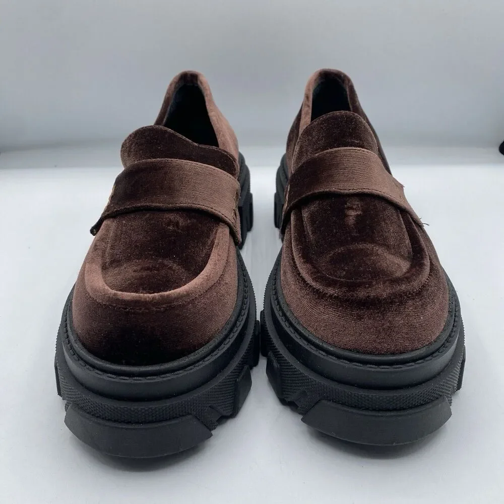 Alohas Women Platform Loafers Shoes Women 9 EU 40 Black Trailblazer Leather NWOB